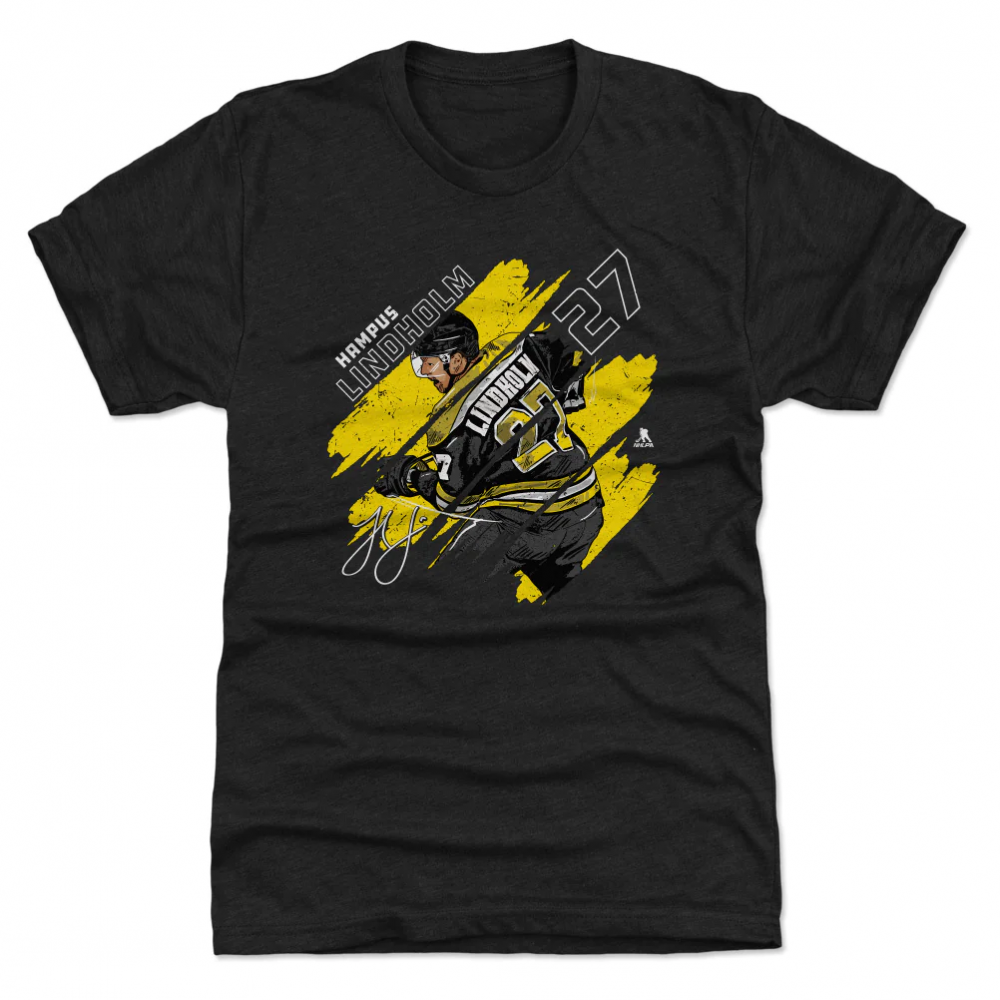Boston Bruins Hampus Lindholm Stripes Black NHL T Shirt FansMania