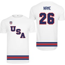 USA - 2026 Hockey T-shirt/Customized - White