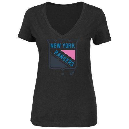 New York Rangers Woman - Neon Logo V-Neck NHL T-shirt
