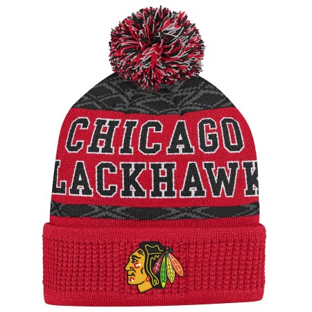 Chicago Blackhawks Youth - Puck Pattern NHL Knit Hat