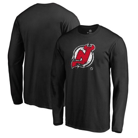 New Jersey Devils - Splatter Logo NHL Long Sleeve T-Shirt