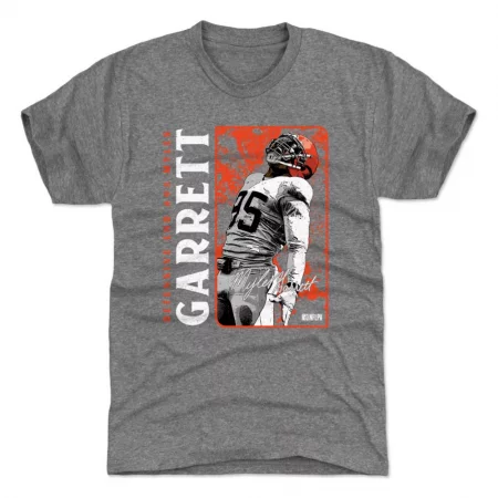 Cleveland Browns - Myles Garrett Vertical Gray NFL T-Shirt