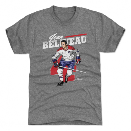 Montreal Canadiens - Jean Beliveau Retro Gray NHL T-Shirt - Wielkość: M/USA=L/EU