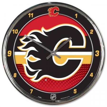Calgary Flames - Chrome NHL Wanduhr