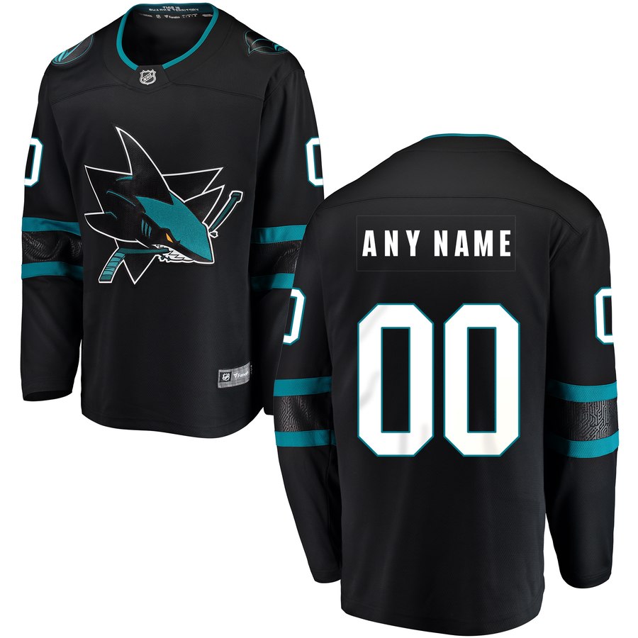 Custom Hockey Jerseys San Jose Sharks Jersey Name and Number Black Third
