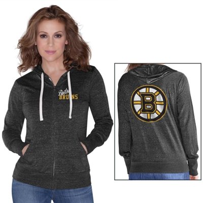 Boston Bruins Womens - Script Logo Full Zip NHL Hoodie