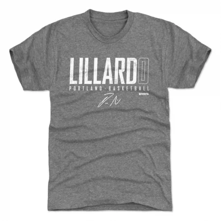Portland Trail Blazers - Damian Lillard Elite Gray NBA T-Shirt