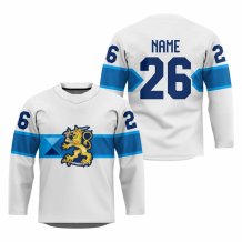 Fínsko - 2026 Hokejový Replica Fan Dres Biely/Vlastné meno a číslo