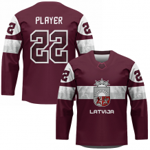 Lettland - Replica Fan Hokejový Trikot Dunkel/Name und Nummer
