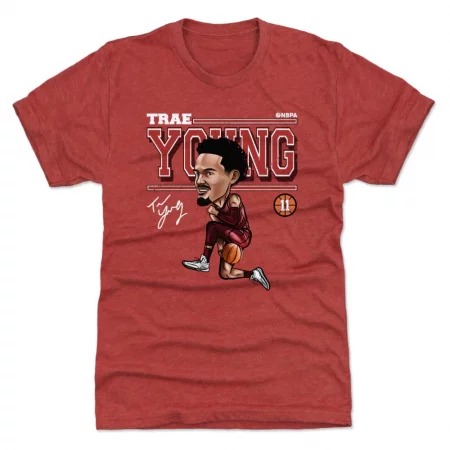 Atlanta Hawks - Trae Young Cartoon Red NBA T-Shirt