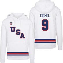USA - Jack Eichel 2026 Hokejová Mikina s kapucňou - biela