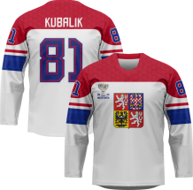 Česko - Dominik Kubalik 2024 Mistři Světa Hokejový Replica Dres Bílý