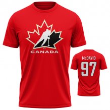 Kanada - Connor McDavid Hokejový Tričko-červené