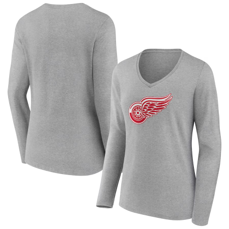 Detroit Red Wings Women - Primary Logo Gray NHL Long Sleeve Shirt