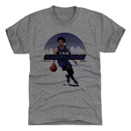 Detroit Pistons - Cade Cunningham Skyline Gray NBA T-Shirt