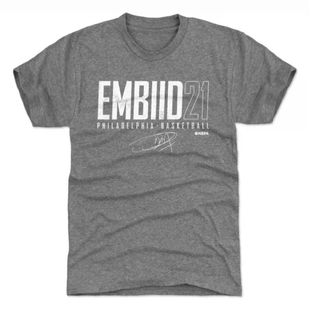 Philadelphia 76ers - Joel Embiid Elite Gray NBA T-Shirt