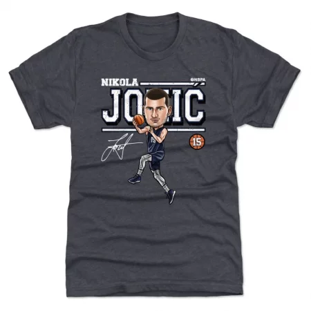 Denver Nuggets - Nikola Jokic Cartoon Navy NBA T-Shirt