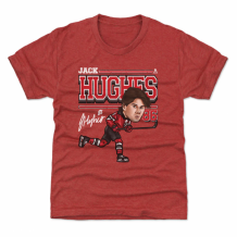 New Jersey Devils Youth - Jack Hughes Cartoon Red NHL T-Shirt