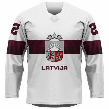 Lettland - 2022 Hockey Replica Fan Trikot Weiß/Name und Nummer