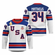 USA - Auston Matthews 2026 Gold Medal Hokejový Replica Fan Dres Biely
