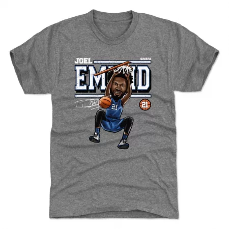 Philadelphia 76ers - Joel Embiid Cartoon Gray NBA Koszulka