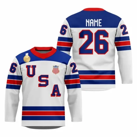 USA - 2026 Gold Medal Hockey Replica Fan Jersey White/Customized