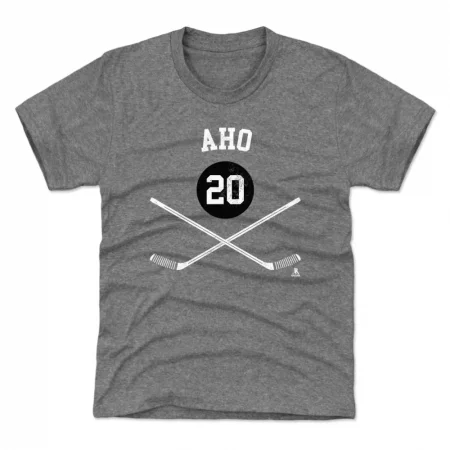Carolina Hurricanes Youth - Sebastian Aho Sticks Gray NHL T-Shirt