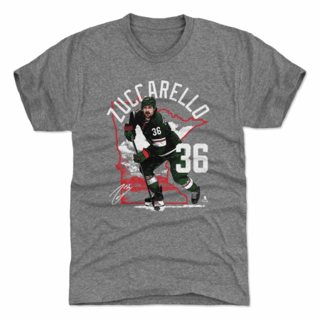 Minnesota Wild - Mats Zuccarello Outline Gray NHL T-Shirt