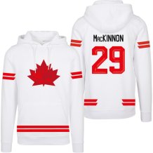 Kanada - Nathan MacKinnon 2026 Hokejová Mikina s kapucí - biela