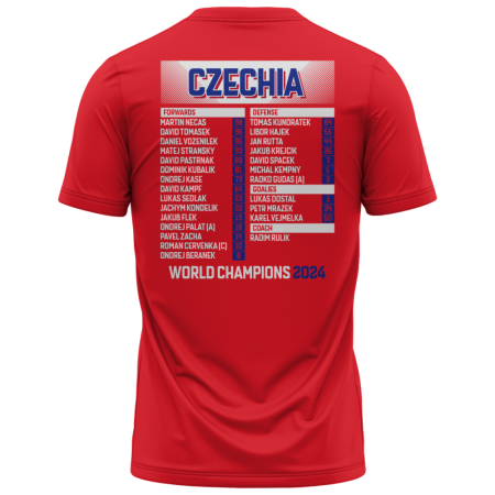 Tschechien - 2024 Ice Hockey World Champions Roster Tshirt-rot-en