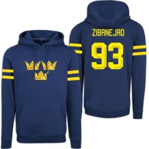 Švédsko - Mika Zibanejad 2026 Hokejová Mikina s kapucňou - modrá