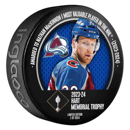 Colorado Avalanche - Nathan MacKinnon 2024 Hart Trophy NHL krążek