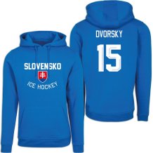 Słowacja Dalibor Dvorský Authentic Hockey Navy Bluza s kapturem - niebieska
