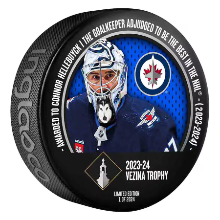 Winnipeg Jets - Connor Hellebuyck 2024 Vezina Trophy NHL krążek