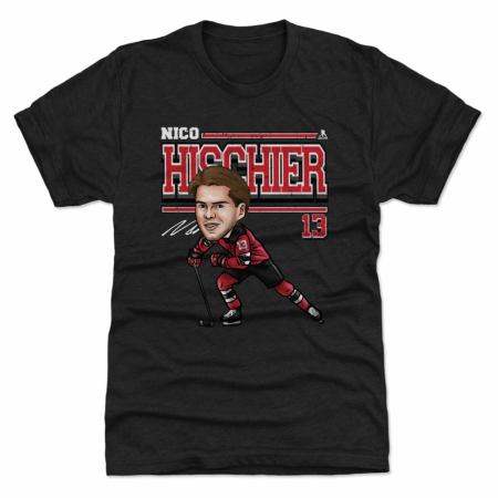 New Jersey Devils - Nico Hischier Cartoon Black NHL T-Shirt