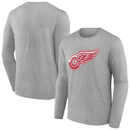 Detroit Red Wings - Primary Logo Gray NHL Long Sleeve Shirt