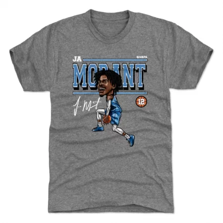 Memphis Grizzlies - Ja Morant Cartoon Gray NBA T-Shirt