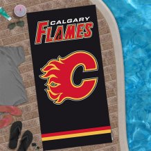 Calgary Flames - Team Black NHL Beach Towel