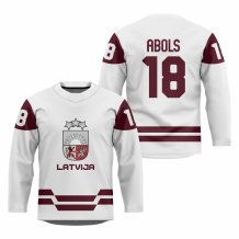 Lotyšsko - Rodrigo Abols 2026 Hockey Replica Fan Dres Bílý