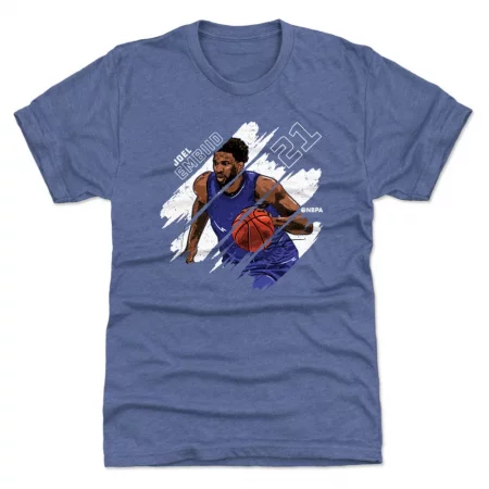 Philadelphia 76ers - Joel Embiid Stripes Blue NBA T-Shirt