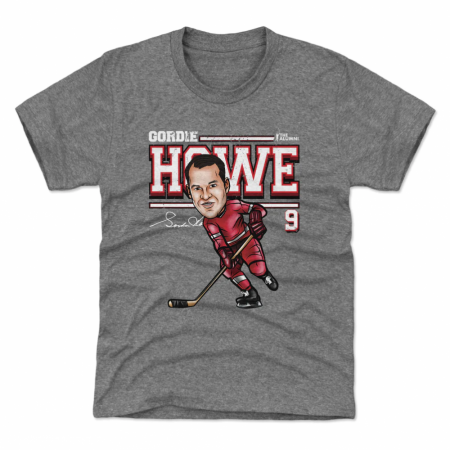 Detroit Red Wings Detské - Gordie Howe Cartoon Gray NHL Tričko - Veľkosť: 14-16 rokov