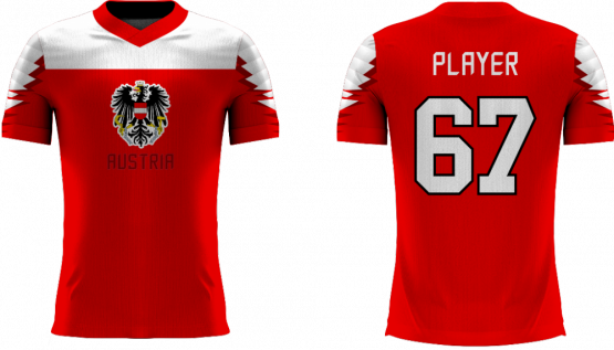Austria Dziecia - 2018 Sublimated Fan Koszulka z własnym imieniem i numerem - Wielkość: XL