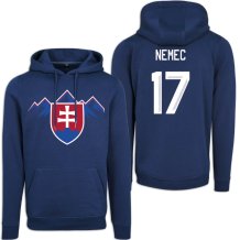 Słowacja Šimon Nemec 2026 Hockey Navy Bluza s kapturem - niebieska