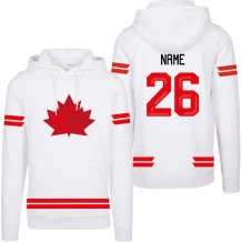 Kanada - 2026 Hokejová Mikina s kapucí/Vlastní jméno a číslo - biela