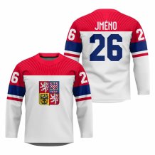 Czechy - 2026 Hockey Replica Fan Jersey Biały/Własne imię i numer