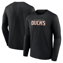 Anaheim Ducks - New Wordmark Logo Black NHL Tričko s dlhým rukávom