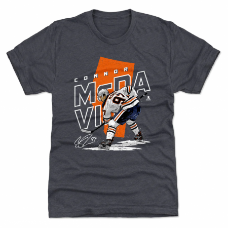 Edmonton Oilers - Connor McDavid Player Map Navy NHL T-Shirt