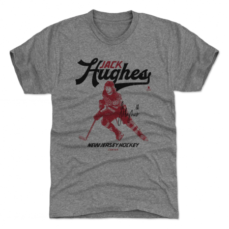 New Jersey Devils - Jack Hughes Vintage Gray NHL T-Shirt
