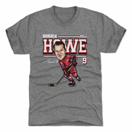 Detroit Red Wings - Gordie Howe Cartoon Gray NHL T-Shirt