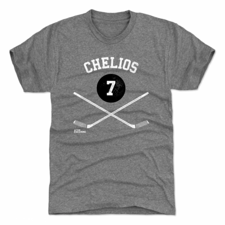 Chicago Blackhawks - Chris Chelios Sticks Gray NHL T-Shirt